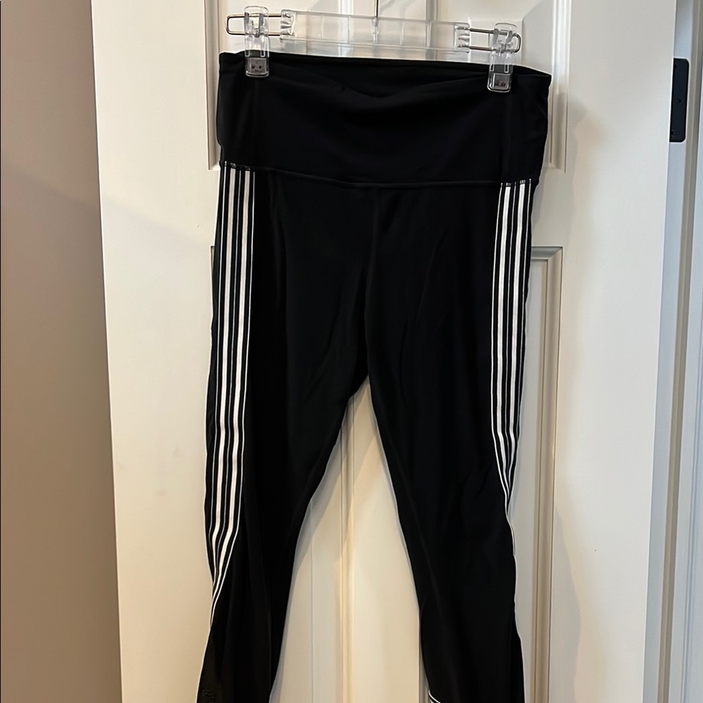 Athleta black and white striped tights ￼